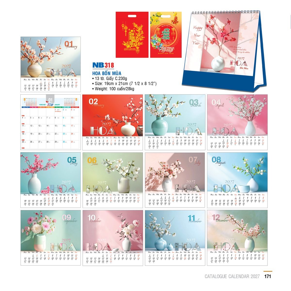 Lịch Bloc 2027 NB Mẫu NB318 (29 x 41 cm) Cung Cấp Lịch Tết Doanh Nghiệp Hà Nội Lịch Bloc 2027 NB Mẫu NB318 (29 x 41 cm) Cung Cấp Lịch Tết Doanh Nghiệp Hà Nội in logo doanh nghiệp quà tặng Tết tại Quà Tặng Miền Bắc