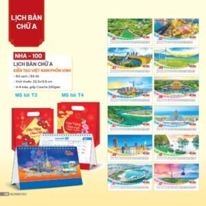 Lịch Bàn Chữ A 2027 NHA Mẫu NHA100 (17 x 19 cm) Cung Cấp Lịch Tết Doanh Nghiệp Hà Nội in logo doanh nghiệp quà tặng Tết tại Quà Tặng Miền Bắc