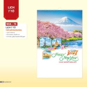 Lịch Treo Tường Lò Xo 2027 NHA Mẫu NHA74 - Thế Giới Muôn Màu (40 x 60cm) Cung Cấp Lịch Tết Doanh Nghiệp Hà Nội in logo doanh nghiệp quà tặng Tết tại Quà Tặng Miền Bắc