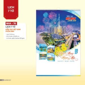 Lịch Treo Tường Lò Xo 2027 NHA Mẫu NHA76 (40 x 60cm) Cung Cấp Lịch Tết Doanh Nghiệp Hà Nội in logo doanh nghiệp quà tặng Tết tại Quà Tặng Miền Bắc