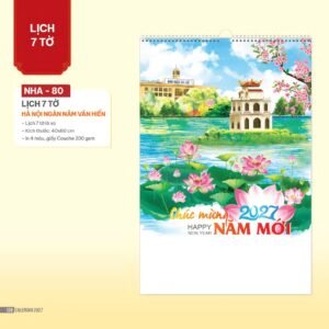 Lịch Treo Tường Lò Xo 2027 NHA Mẫu NHA80 (40 x 60cm) Cung Cấp Lịch Tết Doanh Nghiệp Hà Nội in logo doanh nghiệp quà tặng Tết tại Quà Tặng Miền Bắc
