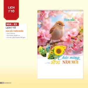 Lịch Treo Tường Lò Xo 2027 NHA Mẫu NHA83 (40 x 60cm) Cung Cấp Lịch Tết Doanh Nghiệp Hà Nội in logo doanh nghiệp quà tặng Tết tại Quà Tặng Miền Bắc
