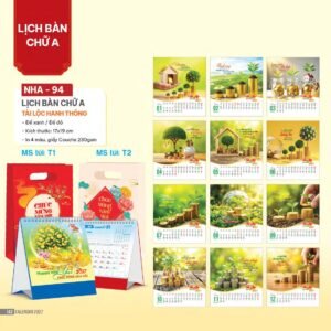 Lịch Bàn Chữ A 2027 NHA Mẫu NHA94 (17 x 19cm) Cung Cấp Lịch Tết Doanh Nghiệp Hà Nội in logo doanh nghiệp quà tặng Tết tại Quà Tặng Miền Bắc