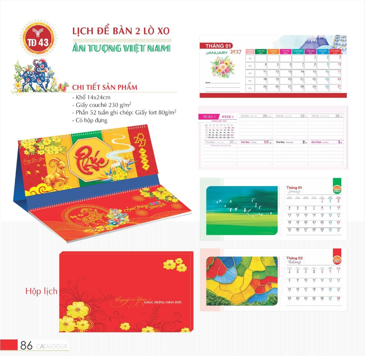Lịch Để Bàn 2027 TD Mẫu TD43 (14 x 24cm) Cung Cấp Lịch Tết Doanh Nghiệp Hà Nội Lịch Để Bàn 2027 TD Mẫu TD43 (14 x 24cm) Cung Cấp Lịch Tết Doanh Nghiệp Hà Nội in logo doanh nghiệp quà tặng Tết tại Quà Tặng Miền Bắc