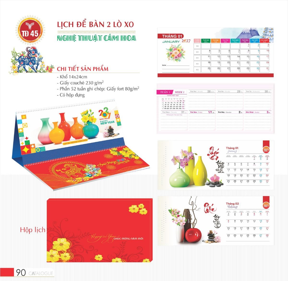 Lịch Để Bàn 2027 TD Mẫu TD45 (14 x 24cm) Cung Cấp Lịch Tết Doanh Nghiệp Hà Nội Lịch Để Bàn 2027 TD Mẫu TD45 (14 x 24cm) Cung Cấp Lịch Tết Doanh Nghiệp Hà Nội in logo doanh nghiệp quà tặng Tết tại Quà Tặng Miền Bắc