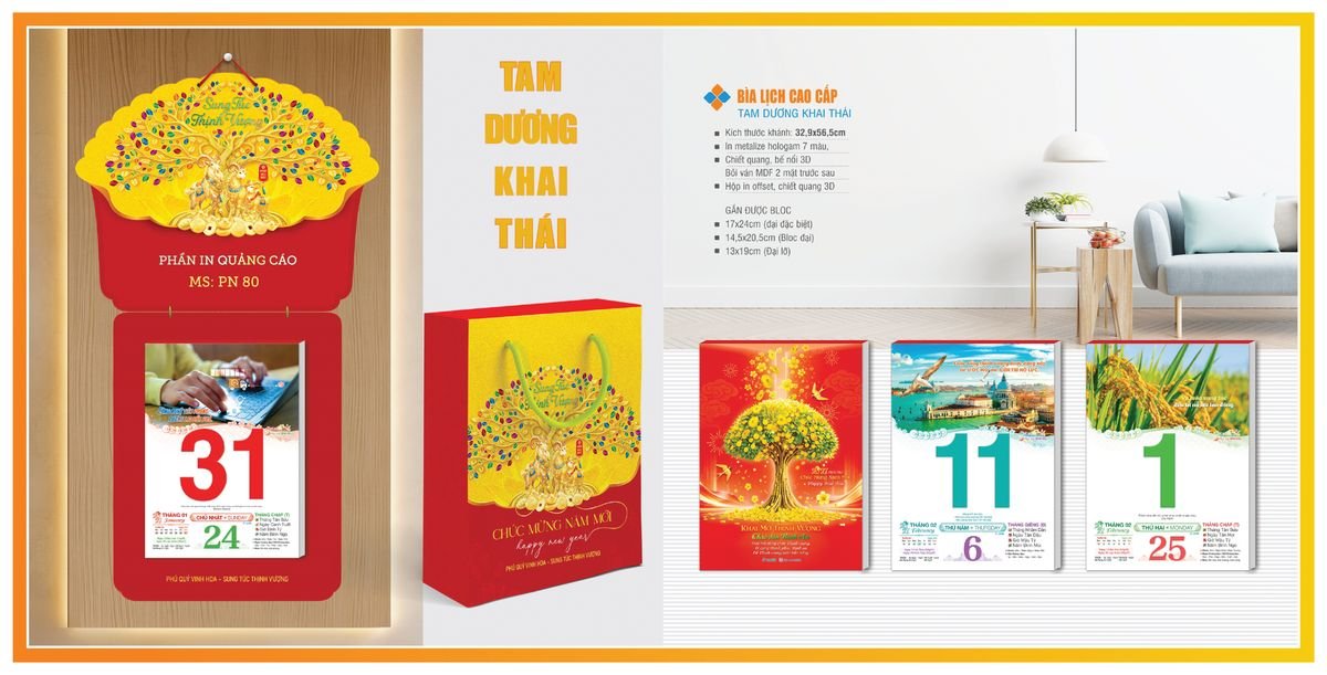 Bìa Lịch Treo Gắn Bloc TPNBIA02 Cung Cấp Lịch Tết Doanh Nghiệp Hà Nội