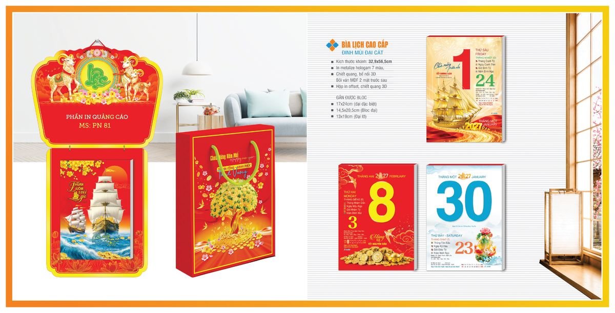 Bìa Lịch Treo Gắn Bloc TPNBIA03 Cung Cấp Lịch Tết Doanh Nghiệp Hà Nội