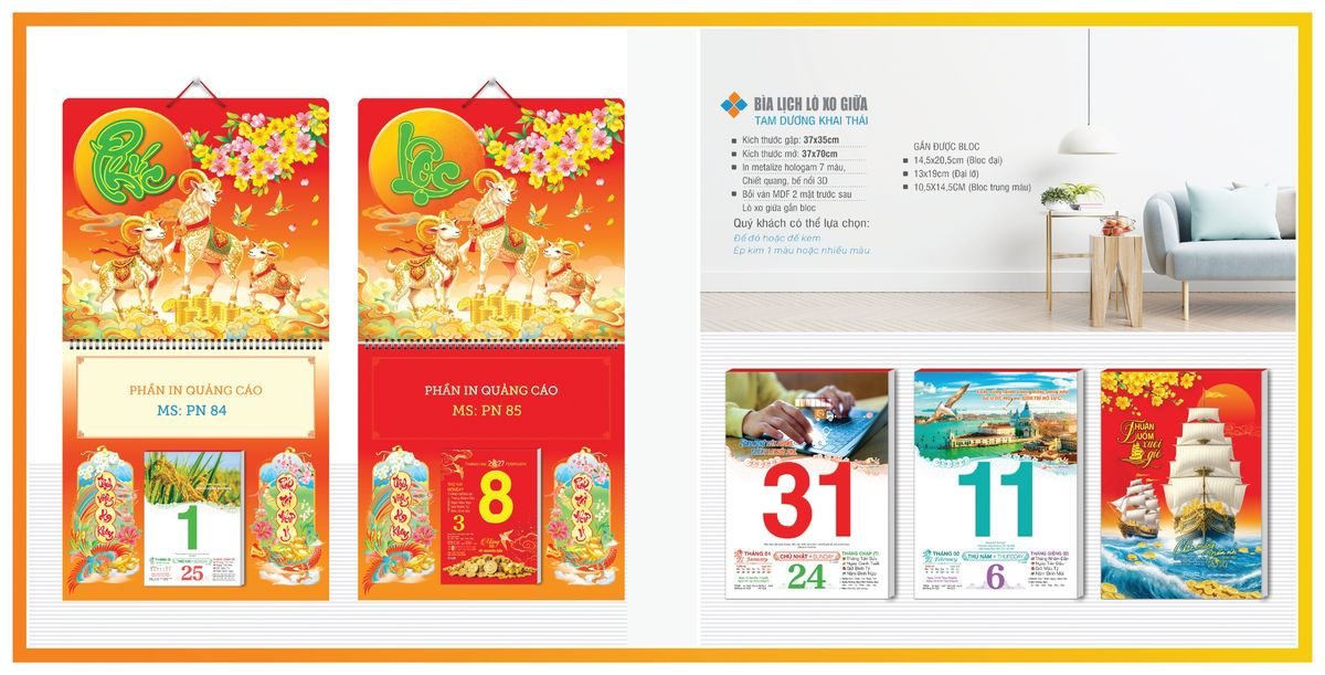 Bìa Lịch Treo Gắn Bloc TPNBIA05 Cung Cấp Lịch Tết Doanh Nghiệp Hà Nội