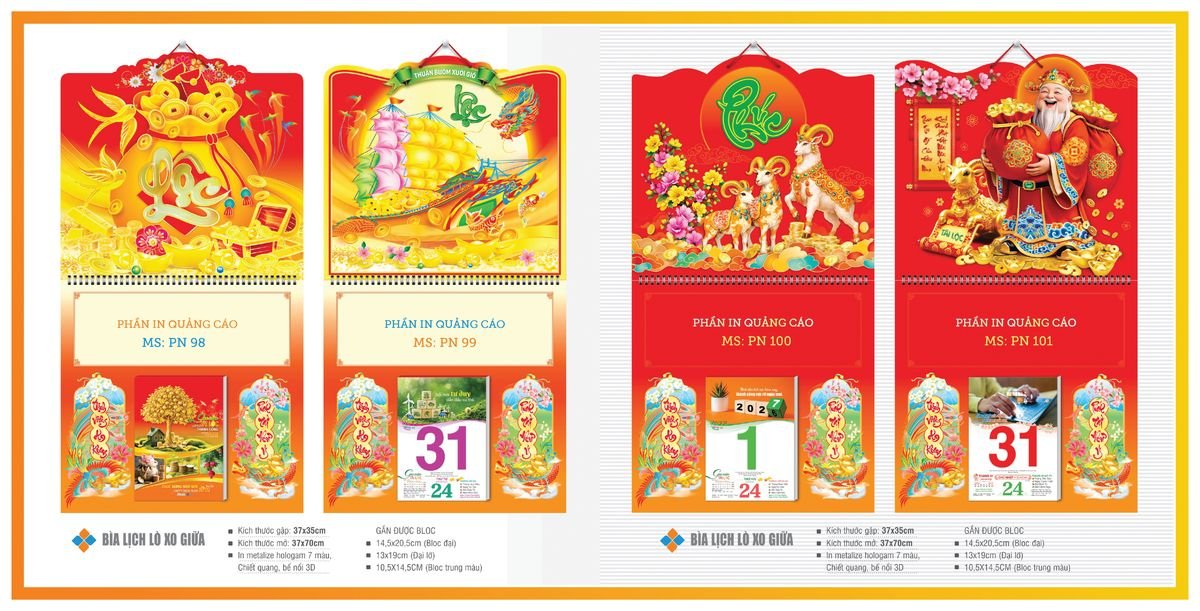Bìa Lịch Treo Gắn Bloc TPNBIA12 Cung Cấp Lịch Tết Doanh Nghiệp Hà Nội