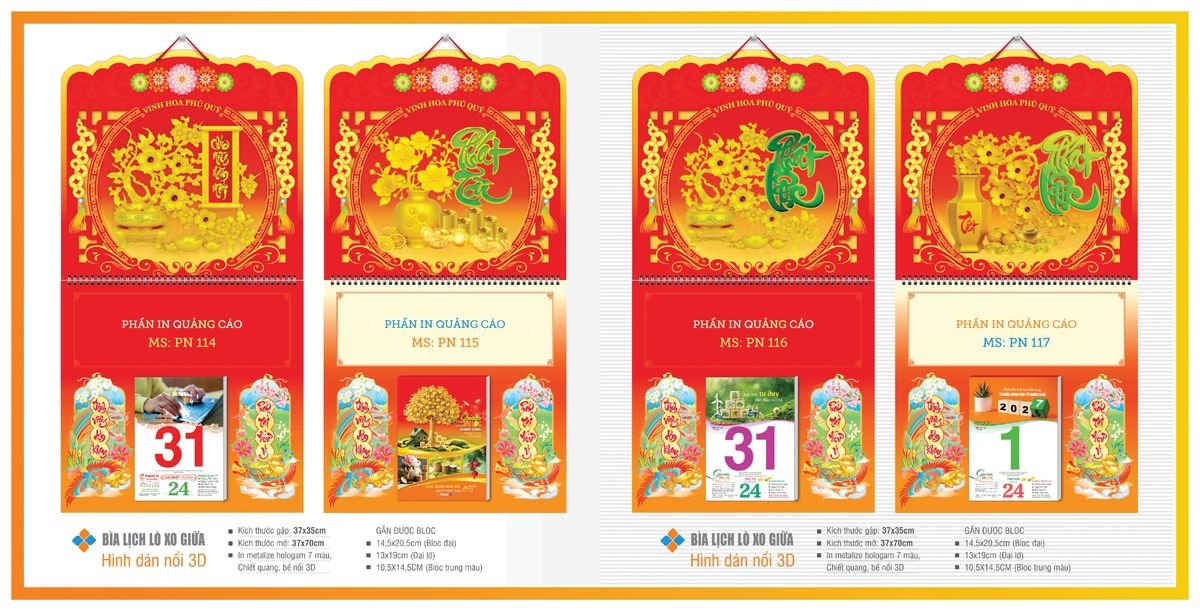Bìa Lịch Treo Gắn Bloc TPNBIA16 Cung Cấp Lịch Tết Doanh Nghiệp Hà Nội
