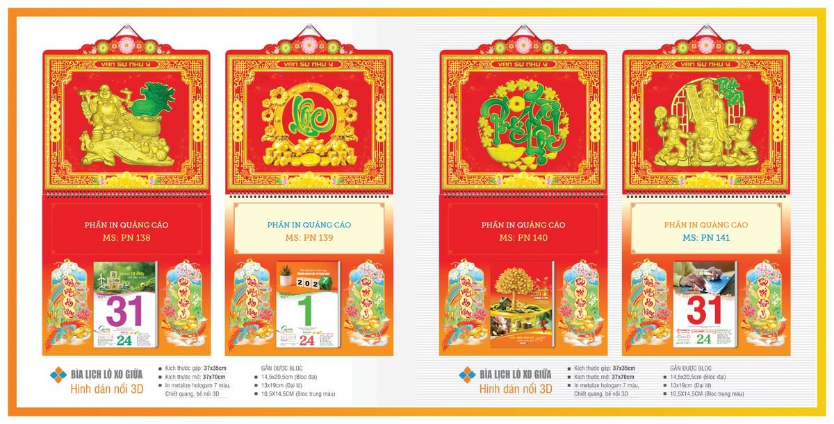 Bìa Lịch Treo Gắn Bloc TPNBIA22 Cung Cấp Lịch Tết Doanh Nghiệp Hà Nội