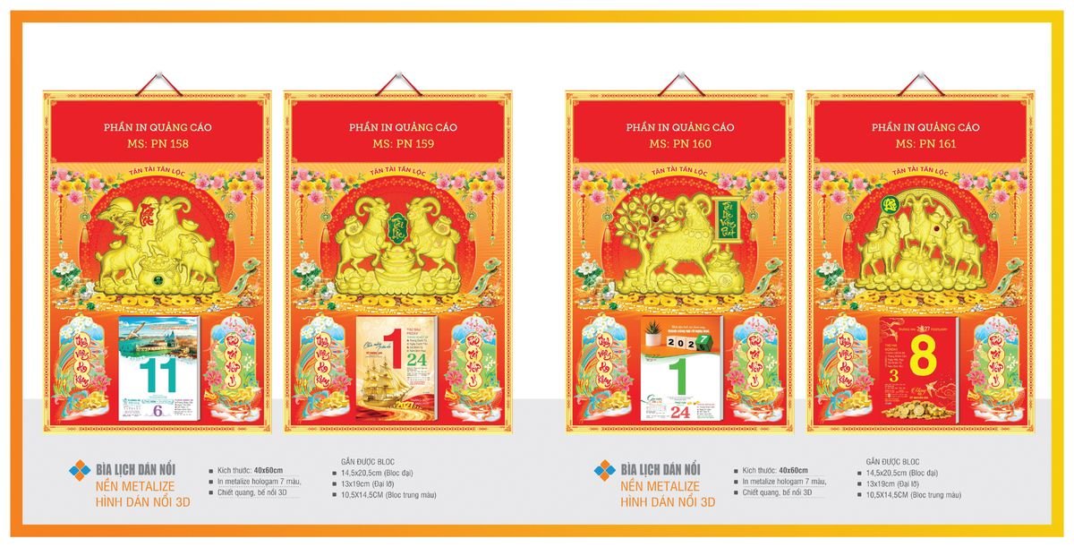 Bìa Lịch Treo Gắn Bloc TPNBIA27 Cung Cấp Lịch Tết Doanh Nghiệp Hà Nội