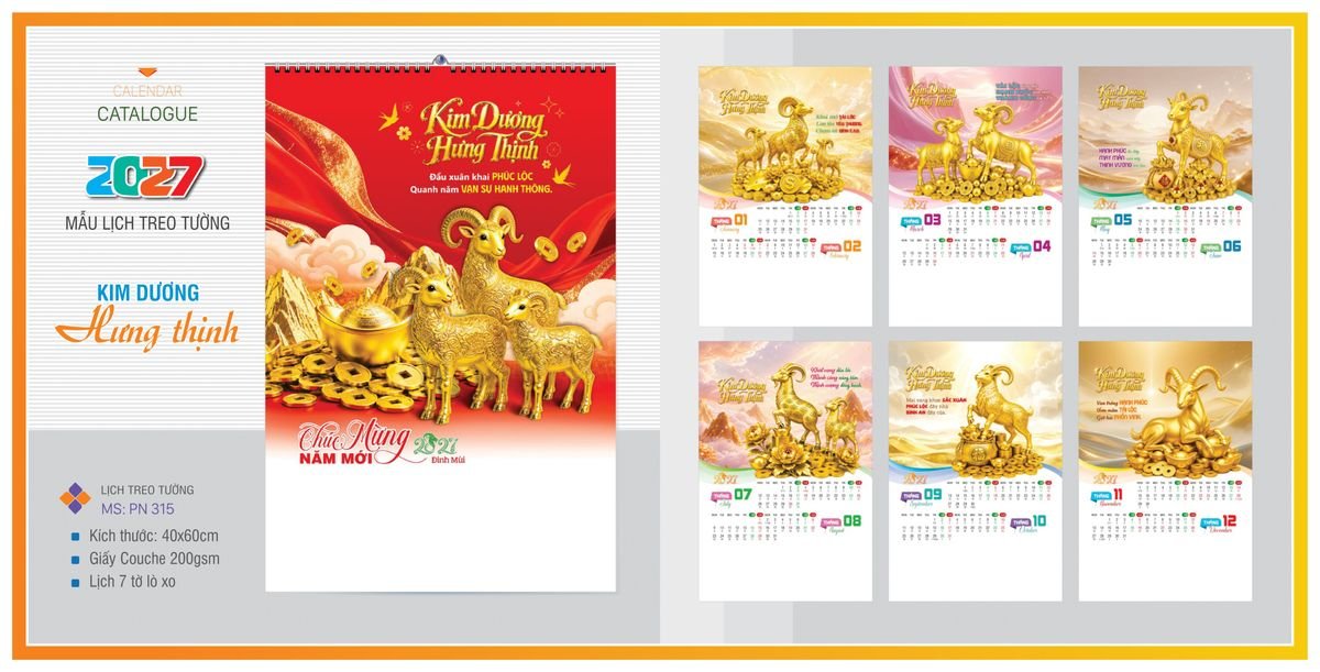 Lịch 7 Tờ Lò Xo TPNLX05 Cung Cấp Lịch Tết Doanh Nghiệp Hà Nội