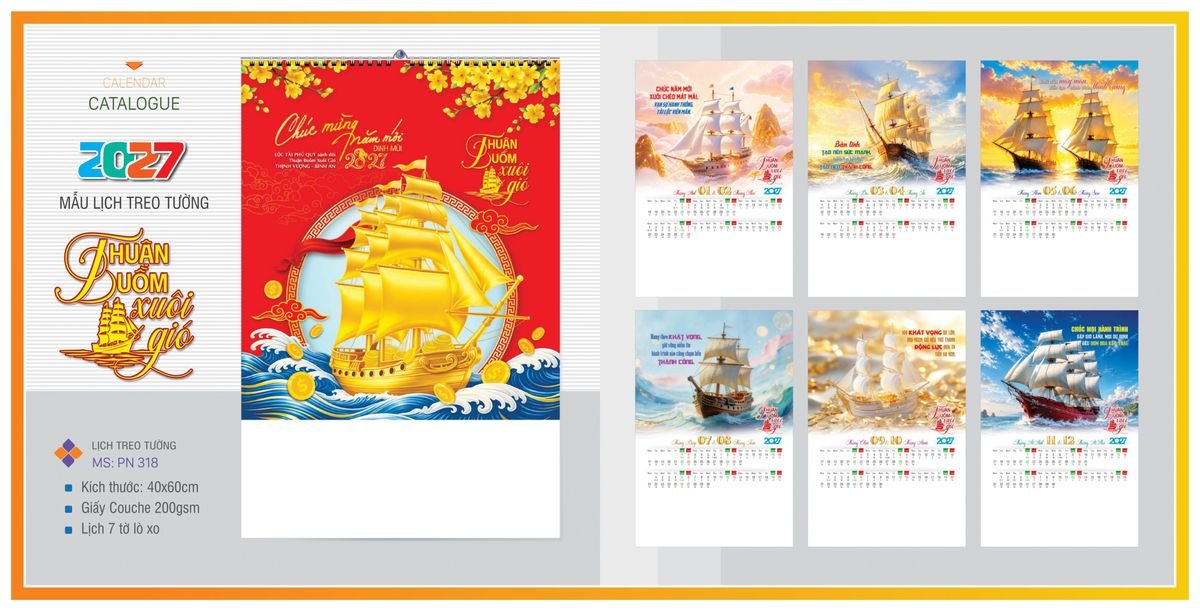 Lịch 7 Tờ Lò Xo TPNLX08 Cung Cấp Lịch Tết Doanh Nghiệp Hà Nội
