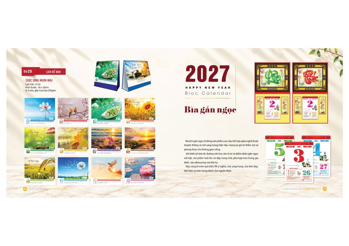 Lịch Bìa Treo Gắn Bloc 2027 TV16 Cung Cấp Lịch Tết Doanh Nghiệp Hà Nội